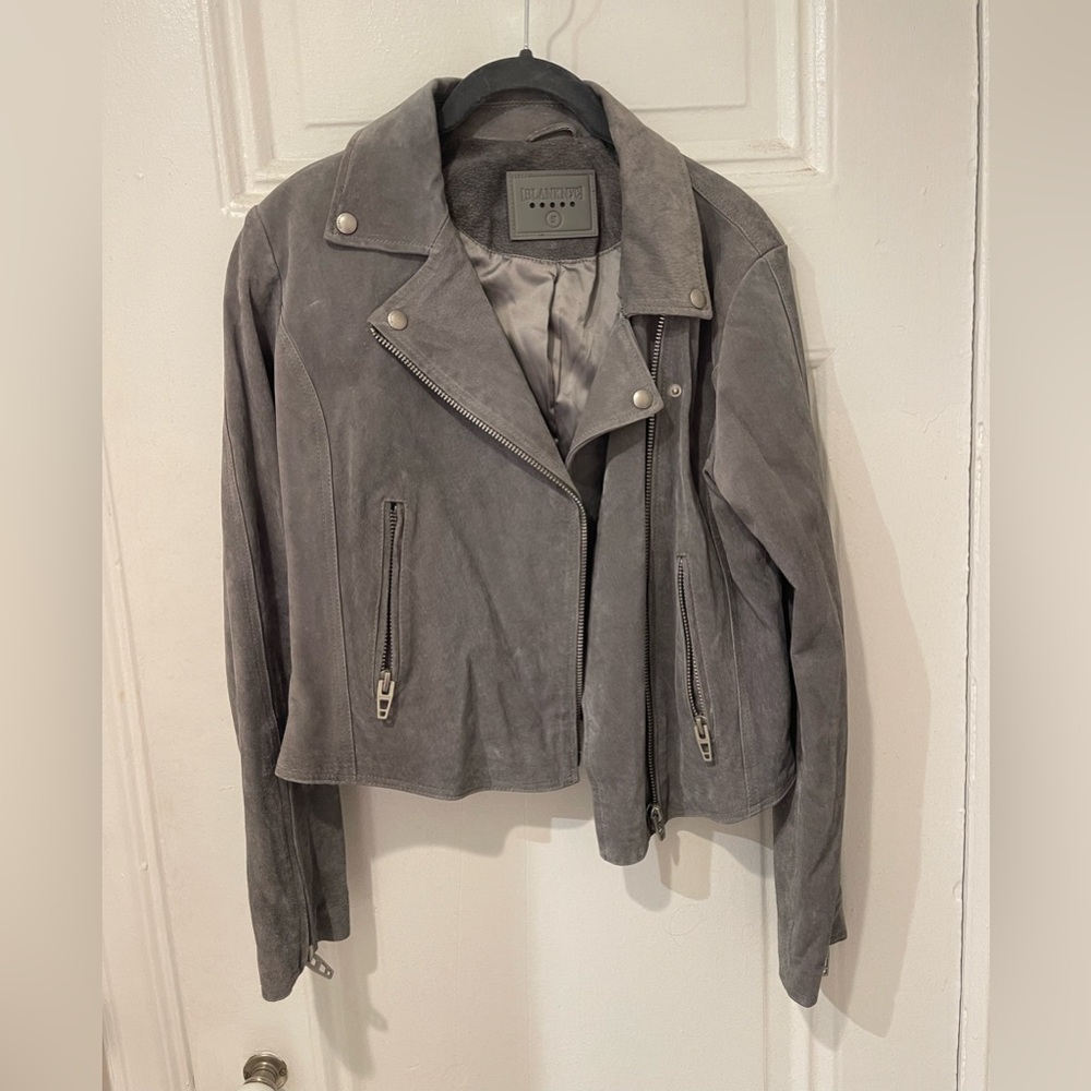 BlankNYC grey suede moto jacket